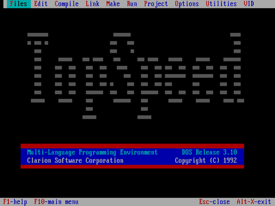 Screenshot of the TopSpeed Multi-Language Programming Environment for DOS, by JPI/Clarion/TopSpeed Corporation.