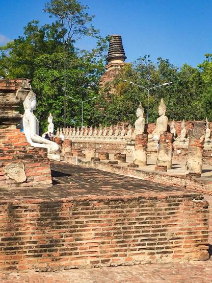Buddhist temple in Ayutthaya city, the image has countless images of Buddha, and a stupa