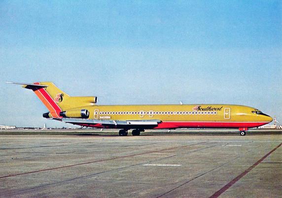 A rare Southwest 727 on lease from Baniff