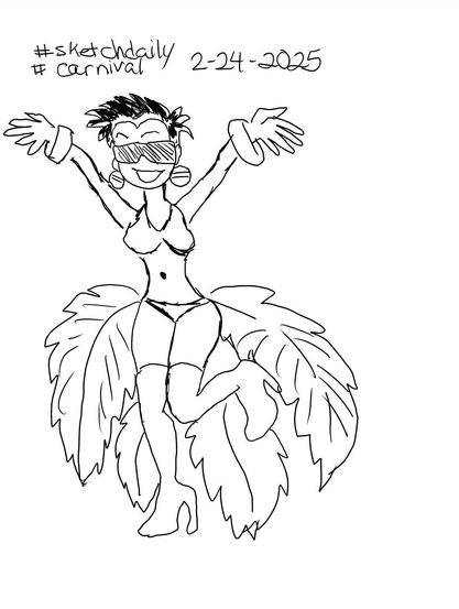 A digital drawing of Jubilee from X-Men dressed in a carnival version of her costume. For the carnival prompt of #sketchdaily