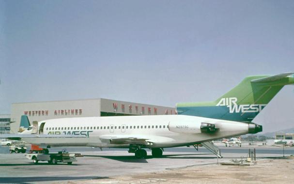 Parked at a remote location at the LAX airport. In the background is a Western Airlines Hanger. Perhaps this was the maintenance location for Air West? The skies are clear and the sun feels warm.