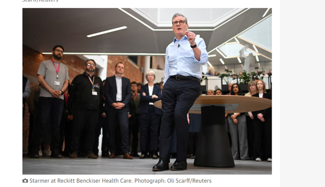 © Starmer at Reckitt Benckiser Health Care. Photograph: Oli Scarff/Reuters