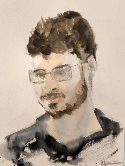 Watercolor of a young painter