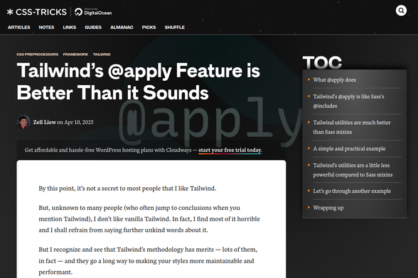 Screenshot of Tailwind&#39;s @apply Feature is Better Than it Sounds