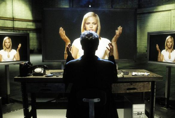 Al Pacino and Rachel Roberts in Simone. Copyright ©2002 New Line Cinema.
