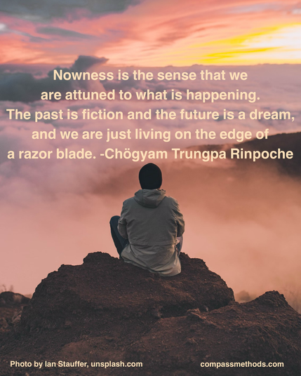 Trungpa Rinpoche quote on Nowness (image of man looking at clouds)