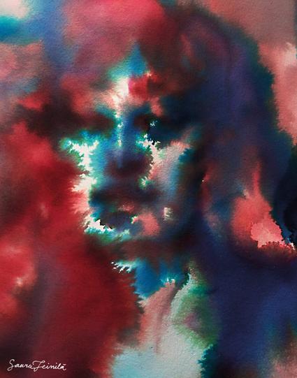 An abstract watercolor portrait