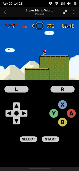 Highscore with virtual gamepad playing SNES Mario