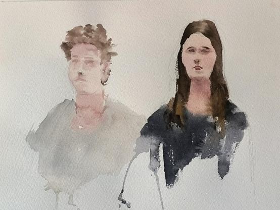 Watercolor of two young people