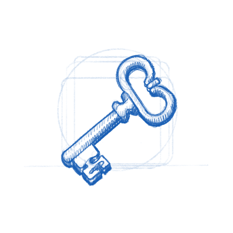 Identities app icon sketch. A retro key.