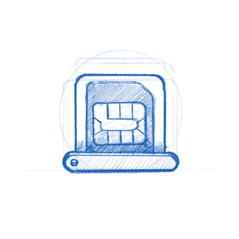 eSIM manager app icon sketch. an insert for a micro SIM.