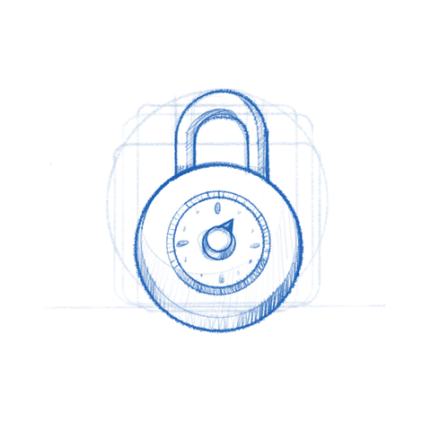 Identities app icon sketch. A mechanical padlock.