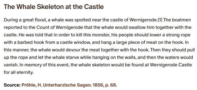 German folk tale "The Whale Skeleton at the Castle". Drop me a line if you want a machine-readable transcript!