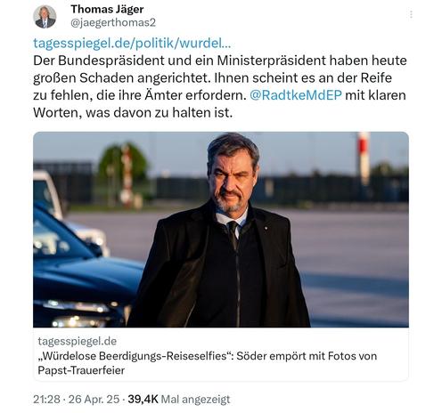 Thomas Jäger der bundespräsident und der Ministerpräsident haben heute großen Schaden angerichtet....