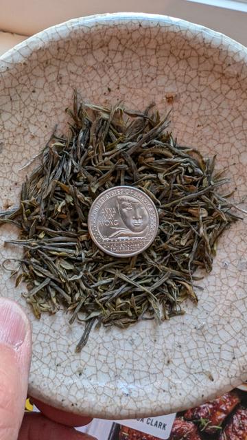 Dry green tea leaves