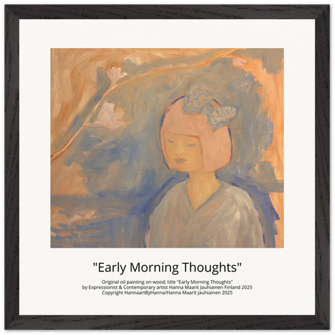 "Early Morning Thoughts" as an art poster on the wall 
"Aamuyön ajatuksia" taidejulisteena seinällä 🎀🎀