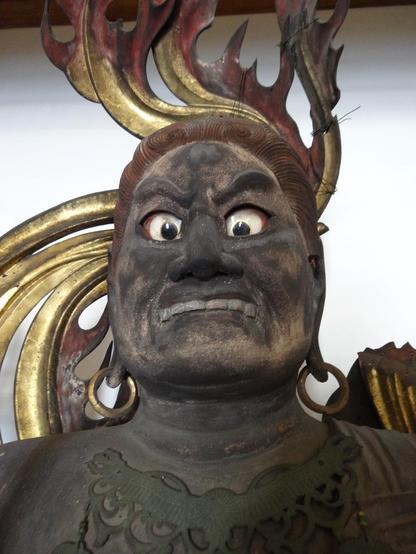 Statue of Fudō Myōō (#FudōMyōō), Nukaan-ji, #Nara Prefecture, #Japan. The ball eye (a technique in which a crystal board is inserted to make the #Buddha statue's eyes look more authentic) is applied, and the appearance of anger can be seen from its eye power.
#BuddhistArt #Buddhism