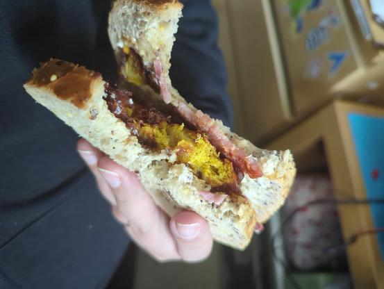 a front view of the sandwich described in the text