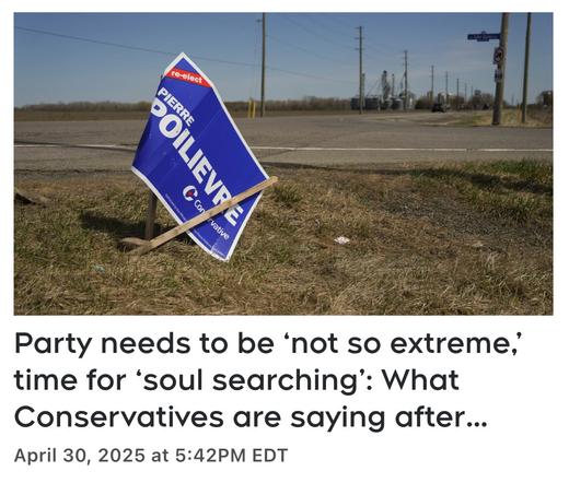 Party needs to be 'not so extreme', time for 'soul searching":  what fascist maga conservatives are saying after losing the election again
Photo of mangles Maga PP election sign