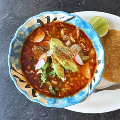 A bowl of Pozole from The Cactus