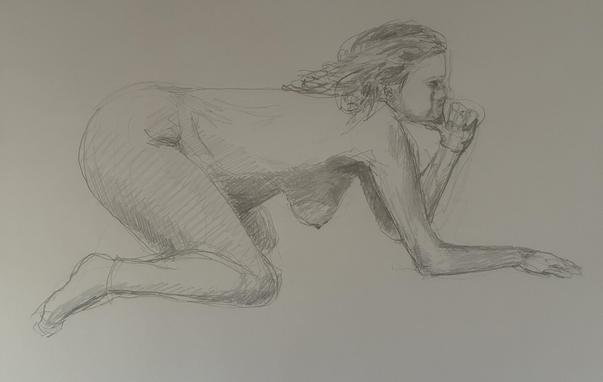 Figure drawing sketch of nude woman