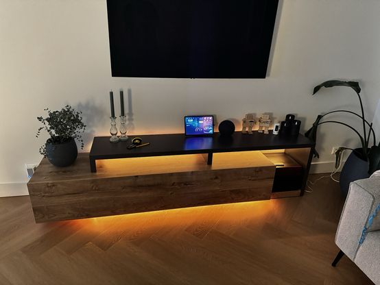 A TV unit with rgb underglow