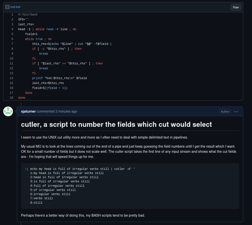 This is just as screenshot of the GitHub GIST which is in the URL. It shows the script itself and a brief explaination - which I pasted into the text of this post.