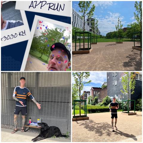 Rennen im Park, mit kleinem VP und Wachhung