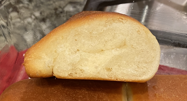 The rounded side of one of the rolls, the fold clearly still visible, quite a bit taller than last time.