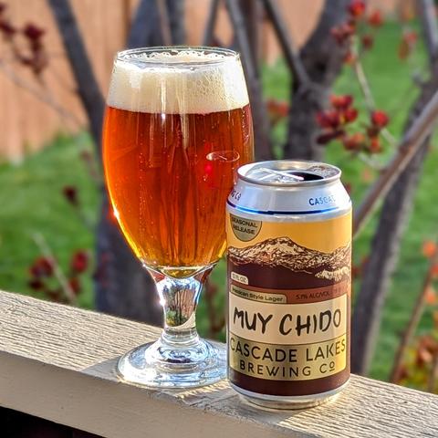 A glass and a can of Muy Chido, a Mexican style lager from Cascade Lakes Brewing of Redmond, Oregon
