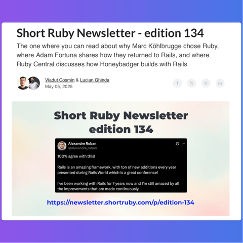 Screenshot of the Short Ruby Newsletter cover