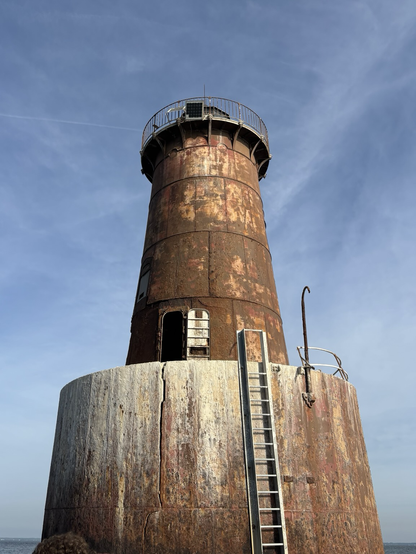 Looking up towards the top of the bloody point light house