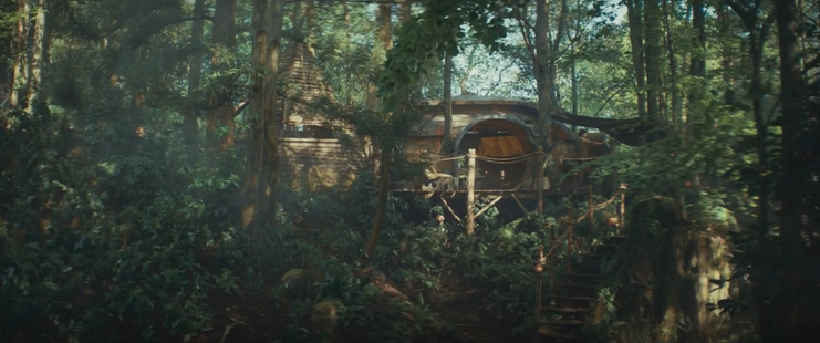 View of Cassian and Bix's home in the jungle.