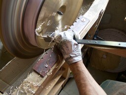 Me, lathing a cymbal