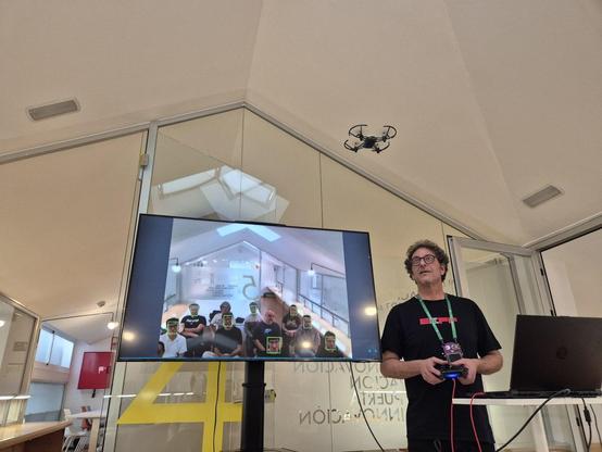 Drone flying while detecting faces using WebAssembly.