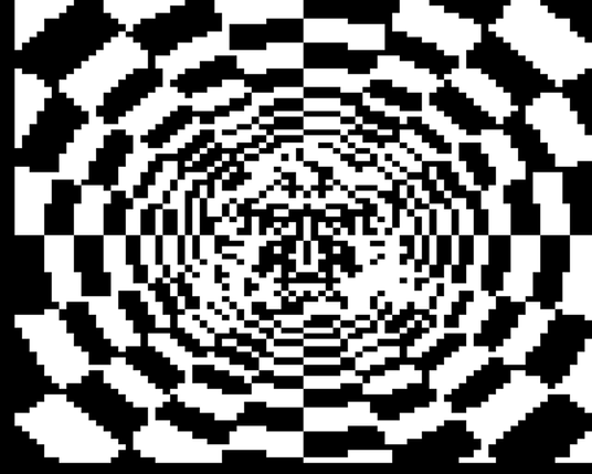 BBC Micro Bot graphics output - Face in a teletext tunnel