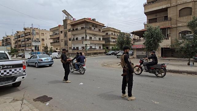 Syrian General Security personnel iin the Jaramana neighborhood in Damascus, May 2, 2025 (Rizik Alabi/The Media Line)