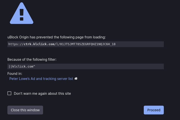 the results of an un-subscribe  link sent by Keychron that is blocked by advertising list, which by it's nature is an even larger risk of receiving even more spam and tracking you.