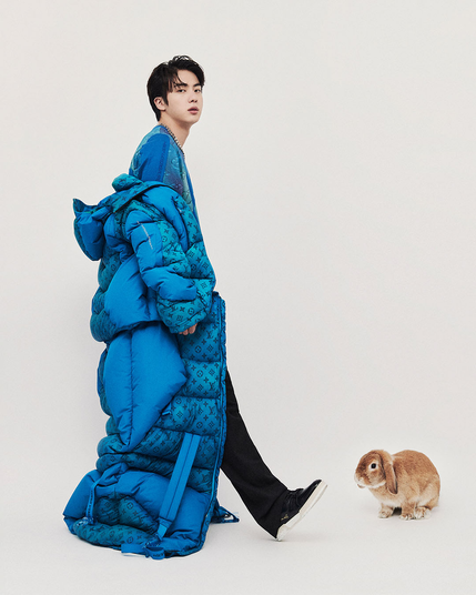 Jin, a bunnie and a blue coat.