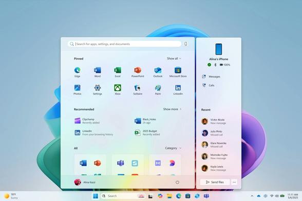 Phone Link is now integrated into the Windows 11 Start menu. This integration allows users to access their phone's features, including messages, calls, and recent photos, directly from the Start menu.
