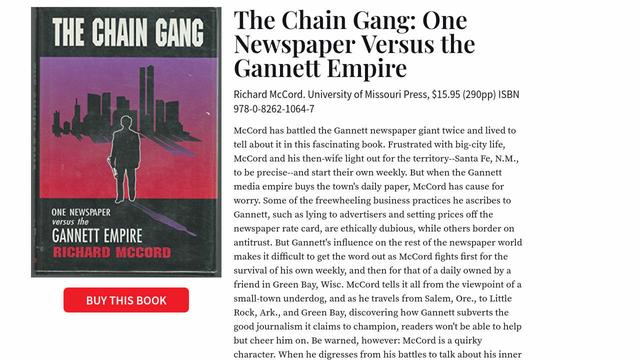 Fuck the Corporate Media. Corporate Media Lies.
Richard McCord travels from Salem, Ore., to Little Rock, Ark., and Green Bay, discovering how Gannett subverts the good #journalism it claims to champion 
#Oregon #OR #Media #Gannett
www.publishersweekly.com/9780826210647