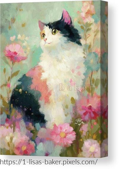 Calico Spring Kitty is a vision of serenity and sweetness. Nestled among soft pink blooms, this fluffy multicolored feline sits with quiet grace, as if soaking in the gentle magic of spring. Surrounded by pastel hues and a dreamy atmosphere, she brings a sense of peace, charm, and whimsy to any space. A lovely piece for cat lovers, flower admirers, and anyone who finds joy in the beauty of springtime.

Created by Lisa S. Baker, this whimsical artwork is available as premium prints, canvas wall art, greeting cards, and more.