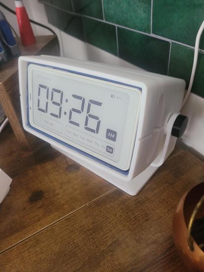 My Severance-themed computer console miniature that serves as a dock for my Boox e-reader. Its screensaver is a digital clock that looks confusingly futuristic & retro at the same time, which is why I thought this would be such a fitting project.