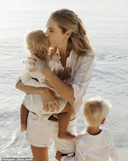 Chelsy Davy, who is married to hotelier Sam Cutmore-Scott, shared this snap of herself with her children Leo and Chloe to mark Mother's Day, which is celebrated in March in the UK, and May in the rest of the world