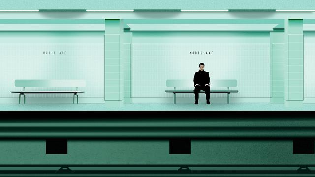 Drawing from the scene in Matrix Reloaded where Neo is stuck at Mobil Avenue train station.