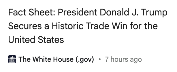 Fact Sheet: President Donald J. Trump Secures a Historic Trade Win for the United States
The White House (.gov)