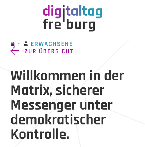 session title as screenshot "welcome to matrix, a secure messenger under democratic control"
