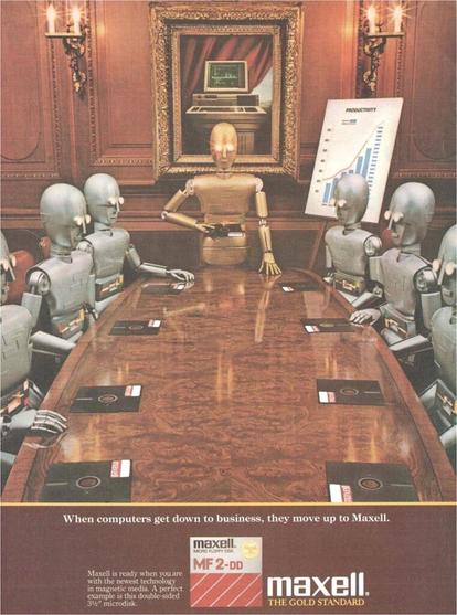 Maxell Floppy Disks - "When computers get down to business, they move to Maxell." (1986)