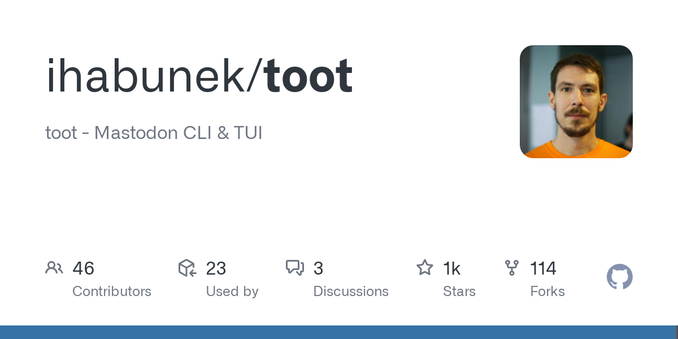 toot - Mastodon CLI & TUI. Contribute to ihabunek/toot development by creating an account on GitHub.