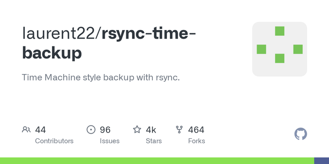 Time Machine style backup with rsync. Contribute to laurent22/rsync-time-backup development by creating an account on GitHub.
